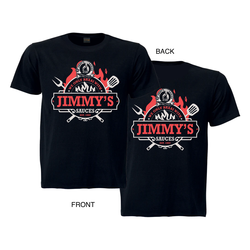 We Only Braai With Jimmy&#39;s Sauces T-Shirt - (XL) Gift