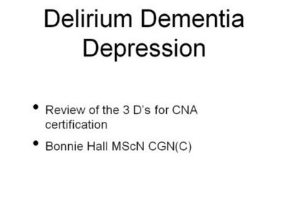 Delirium Dementia Depression