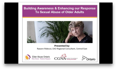 Building Awareness & Enhancing Our Response to Sexual Abuse of Older Adults
