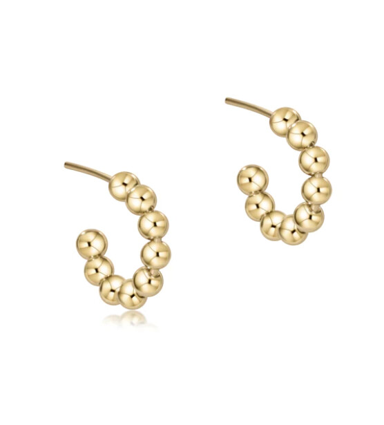 Classic 1&quot; Post 4mm Beaded Gold Hoops