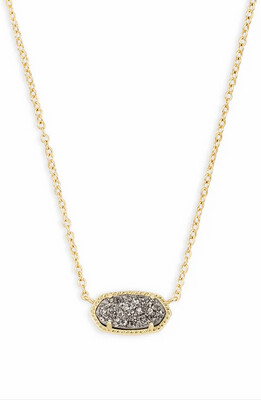 Elisa Platinum Drusy Gold Necklace