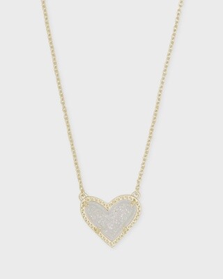 Ari Heart Short Pendant Necklace Gold Iridescent Drusy
