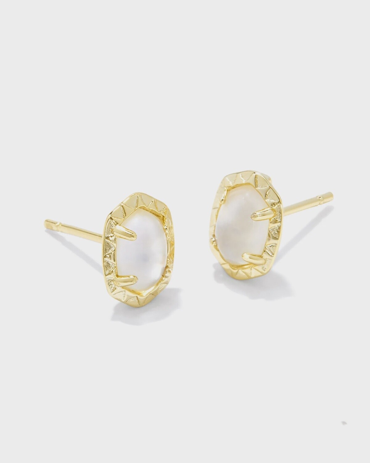 Daphne Stud Gold Earrings, Colour: Ivory MOP