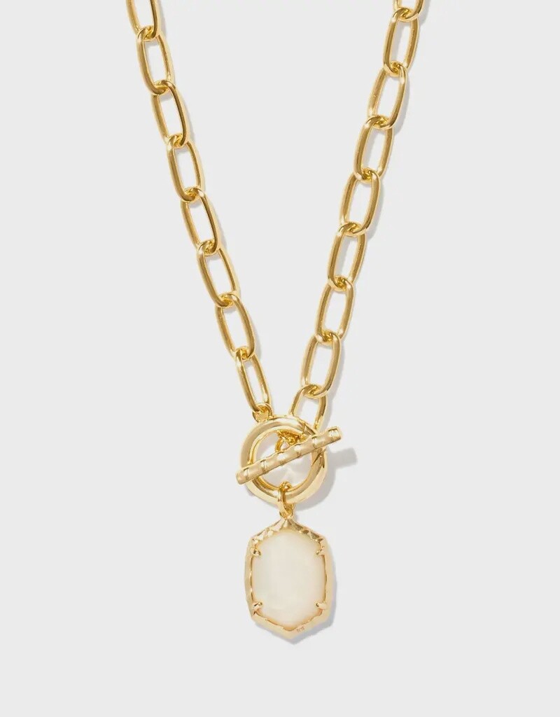 Daphne Link Chain Gold Necklace, Colour: Ivory MOP