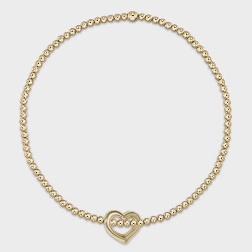 Classic Gold 2.5mm Bead Bracelet w/ Love Charm