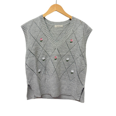 Grey Flower Sweater
