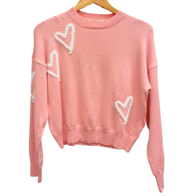 Pink Heart Pullover Sweater