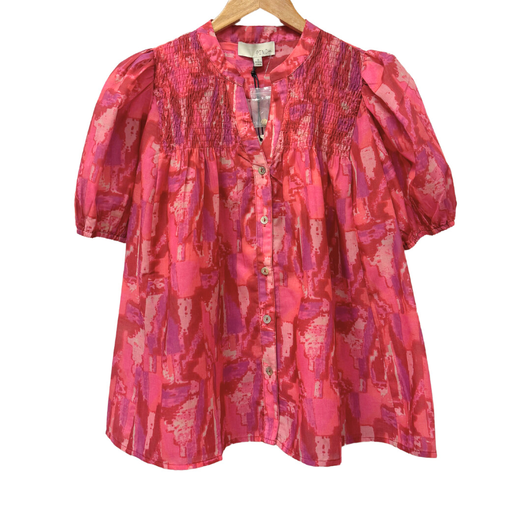 Pink Button Down Blouse, Size: S