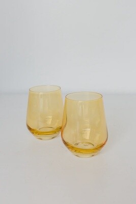 Estelle Stemless Wine Glasses S/2 Yellow-Webb
