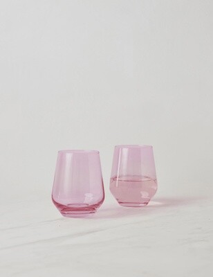 Estelle Stemless Wine Glasses S/2 Rose-Webb
