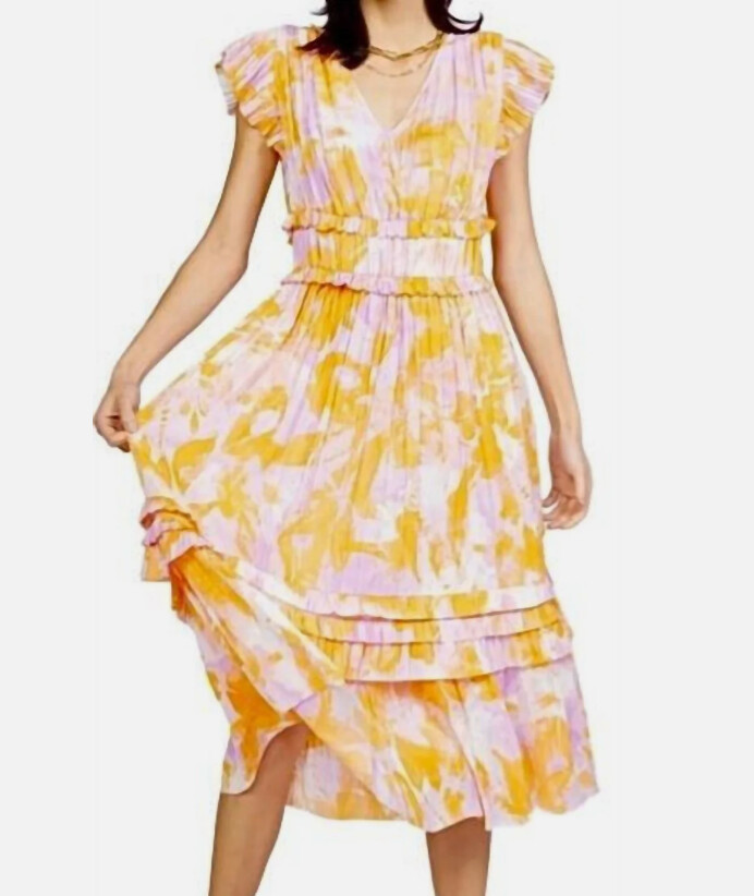 Orange/Pink Ruffle Dress, Size: XS