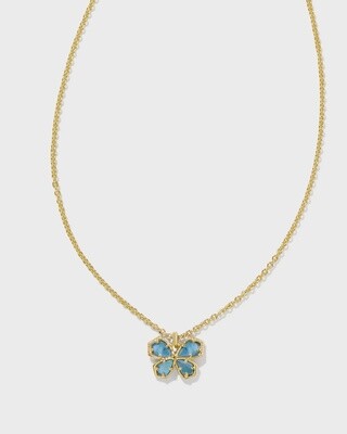 Mae Butterfly Necklace Gold Indigo Watercolor