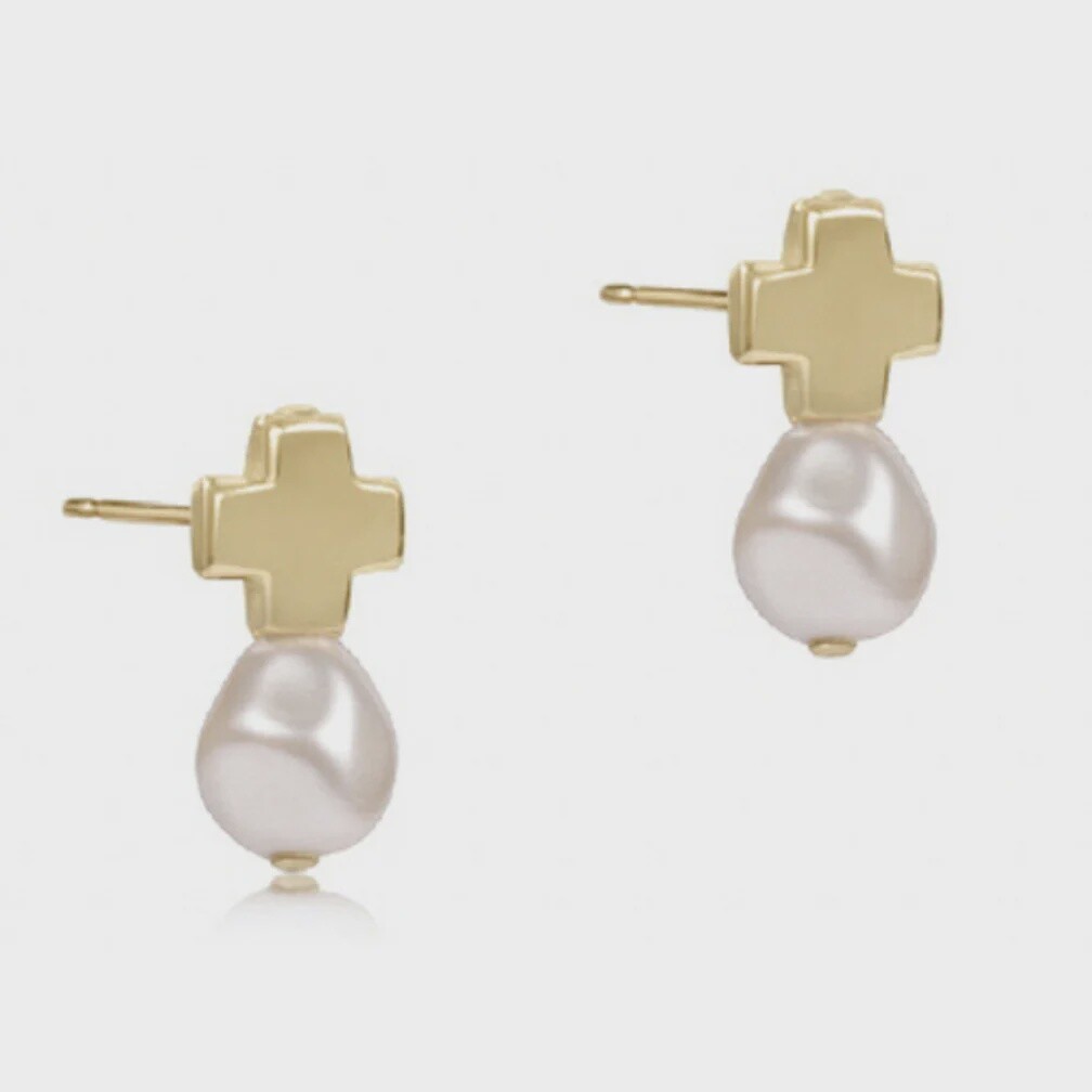 Signature Cross Gold Stud-Pearl