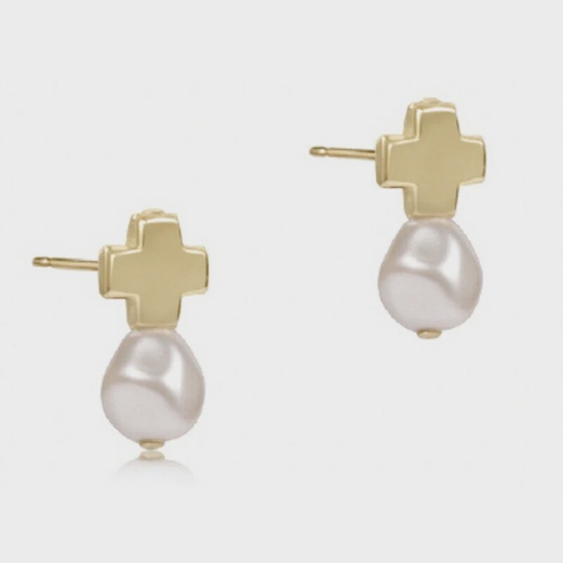 Signature Cross Gold Stud-Pearl
