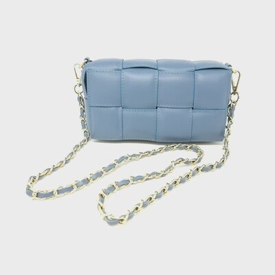 Light Blue Leather Quilted Bag