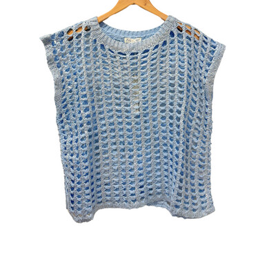 Light Blue Metallic Sweater Top