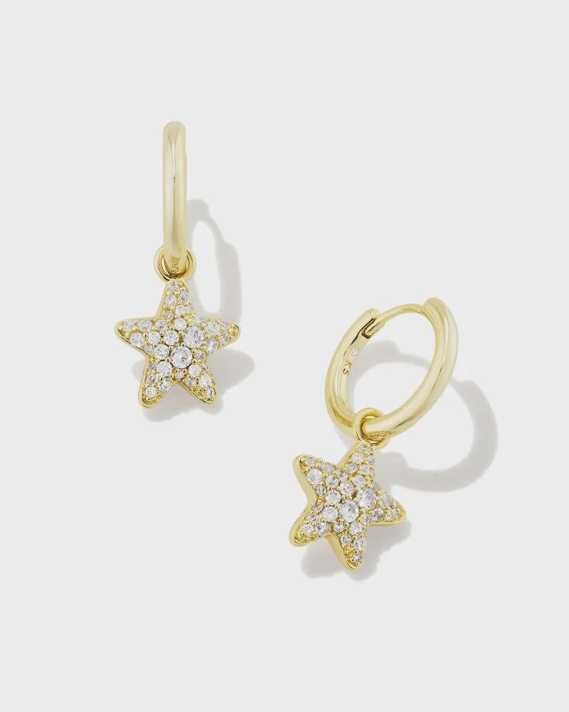 Jae White Crystal Pave Star Huggie Earring