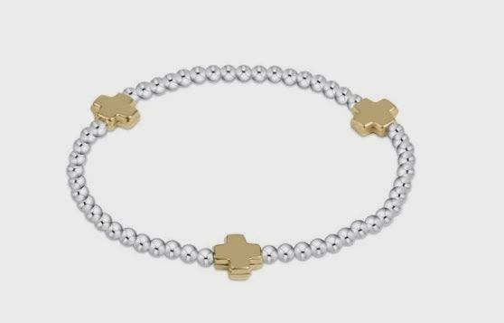 Signature Cross Bracelet 3mm Bead-Mixed Metal