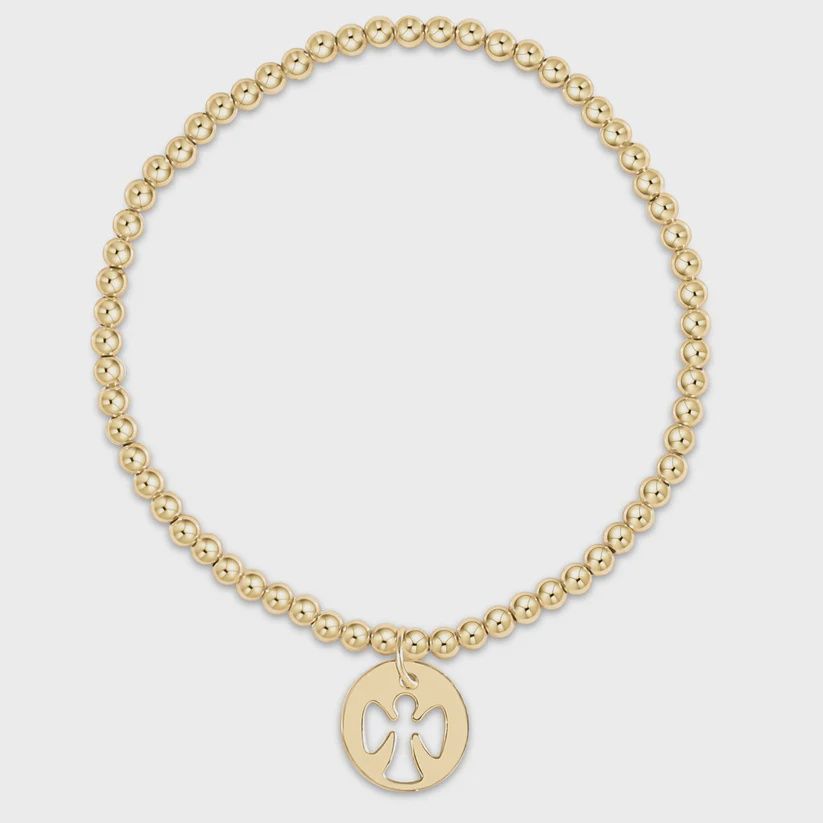 Classic Gold 3mm Bead Bracelet-Guardian Angel Disc