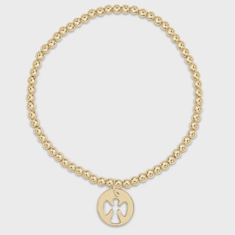 Classic Gold 3mm Bead Bracelet-Guardian Angel Disc