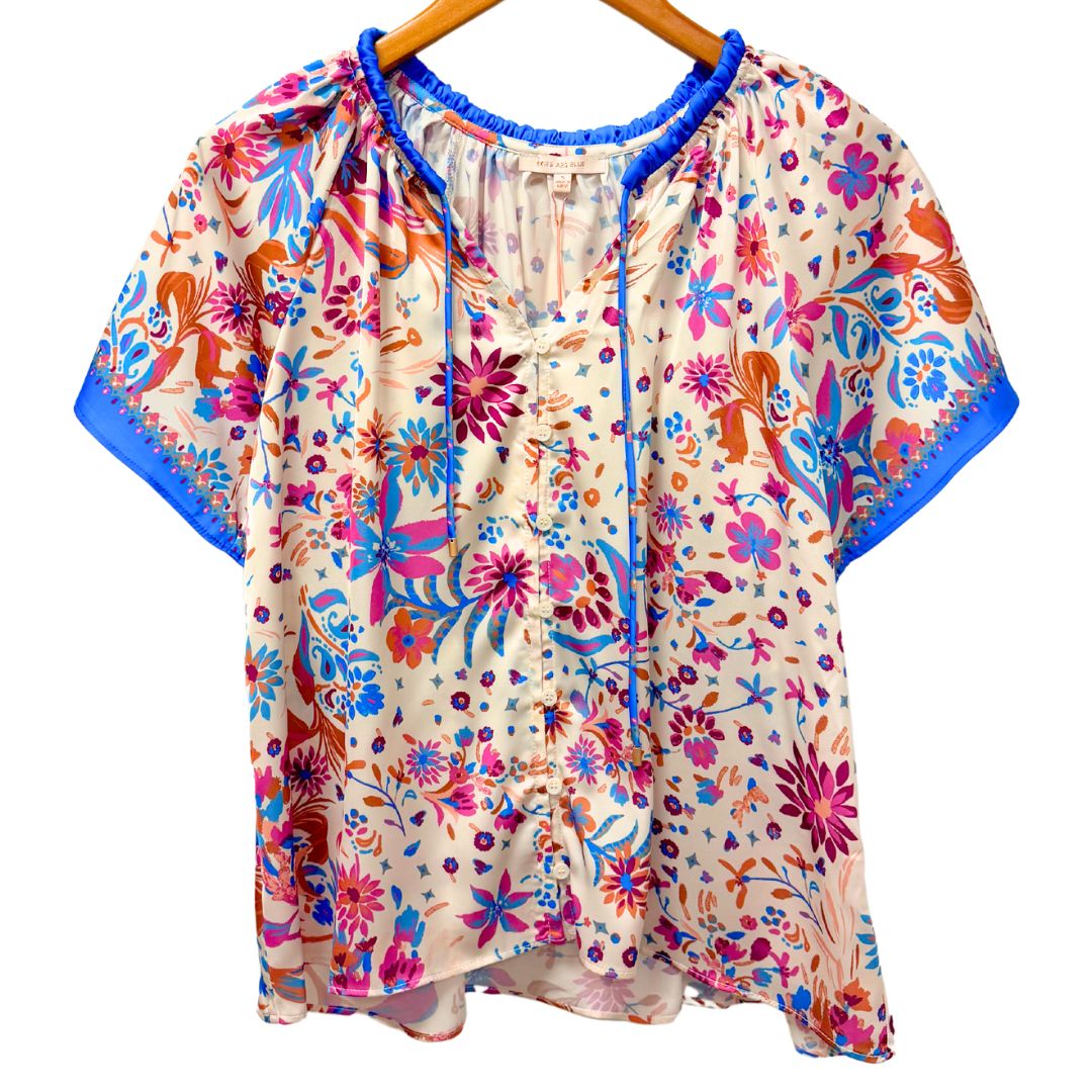 Tie Neck Puff Sleeve Top