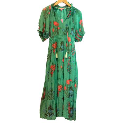Green Flower Print Dress