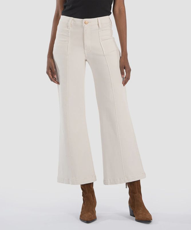 Meg HR Wide Leg Pant-Ecru