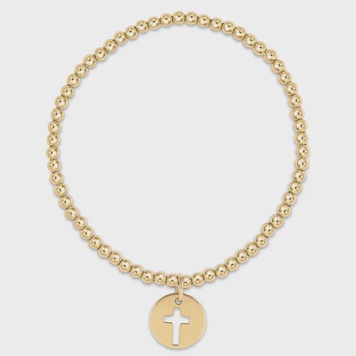 Classic Gold 3mm Bead Bracelet-Blessed Gold Disc