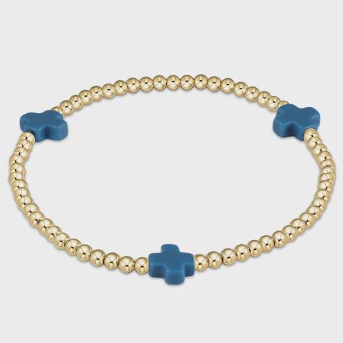 Signature Gold Cross Bracelet-3mm-Cobalt