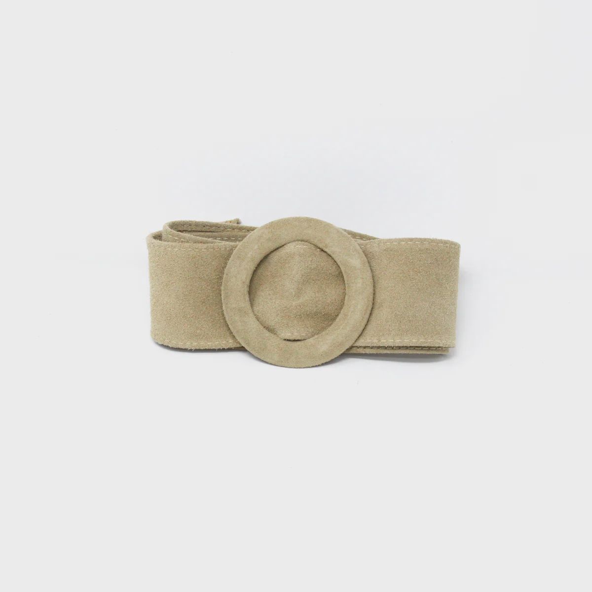 Circle Buckle Suede Belt