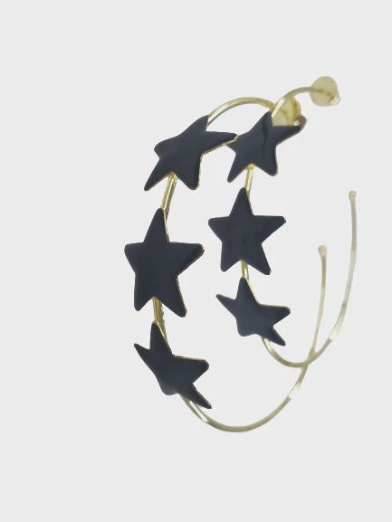 Black Resin Silvina Star Hoops