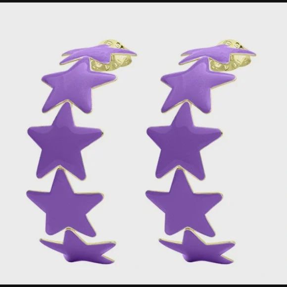 Purple Aaron Star Hoops