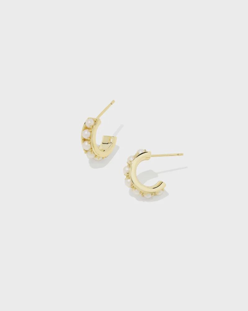 Krista Huggie Earring-Gold White Pearl