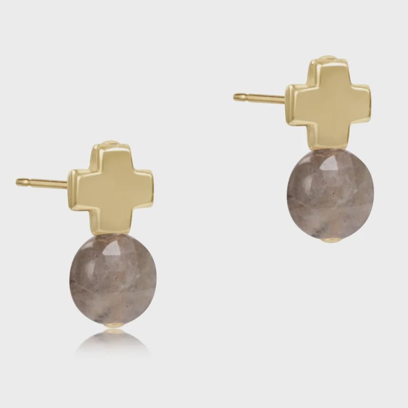 Signature Cross Gold Studs-Labradorite