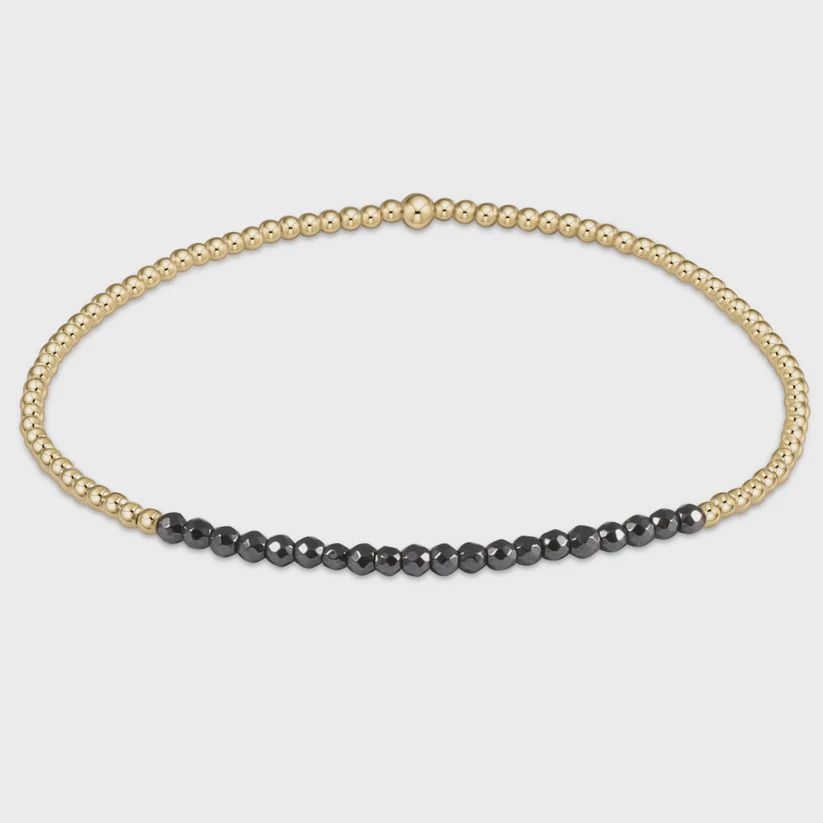 Gold Bliss 2mm Bead Bracelet-Faceted Hematite