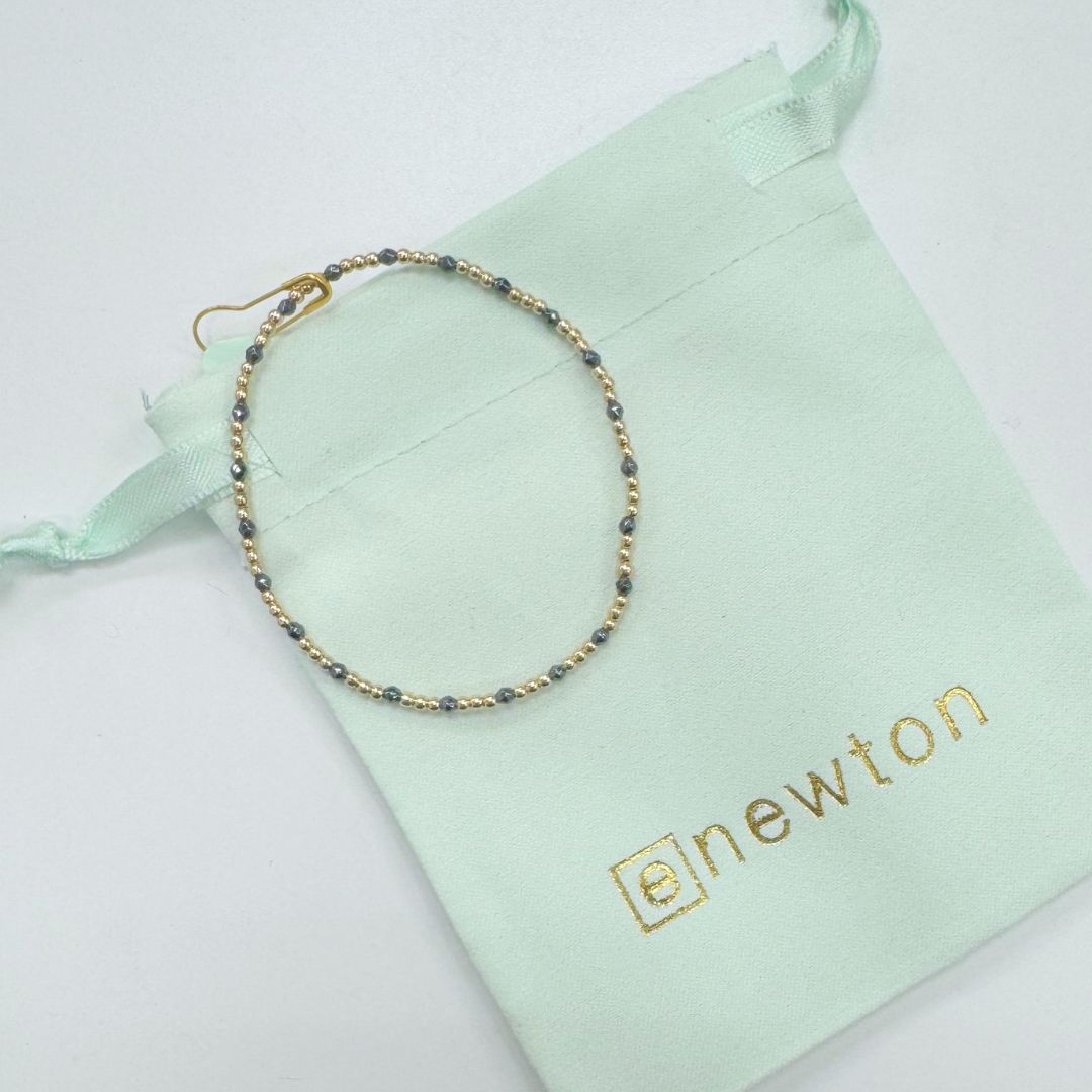 Gemstone Gold Sincerity 2mm Bead Bracelet-Faceted Hematite