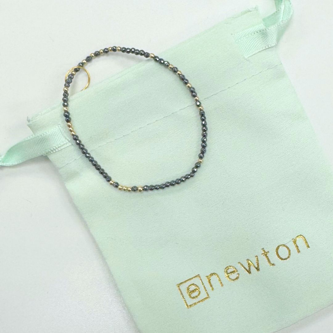 Hope Unwritten Gemstone 2mm Bead Bracelet-Faceted Hematite