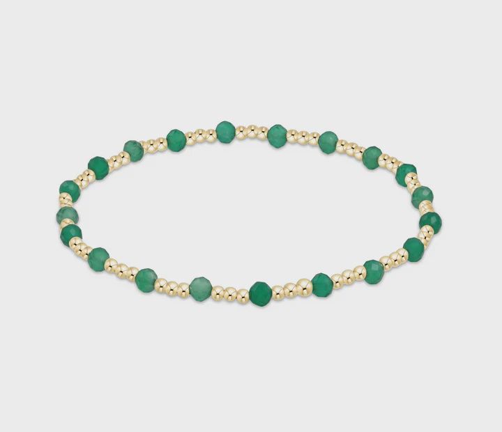 Gemstone Gold Sincerity 3mm Bead Bracelet-Green Onyx