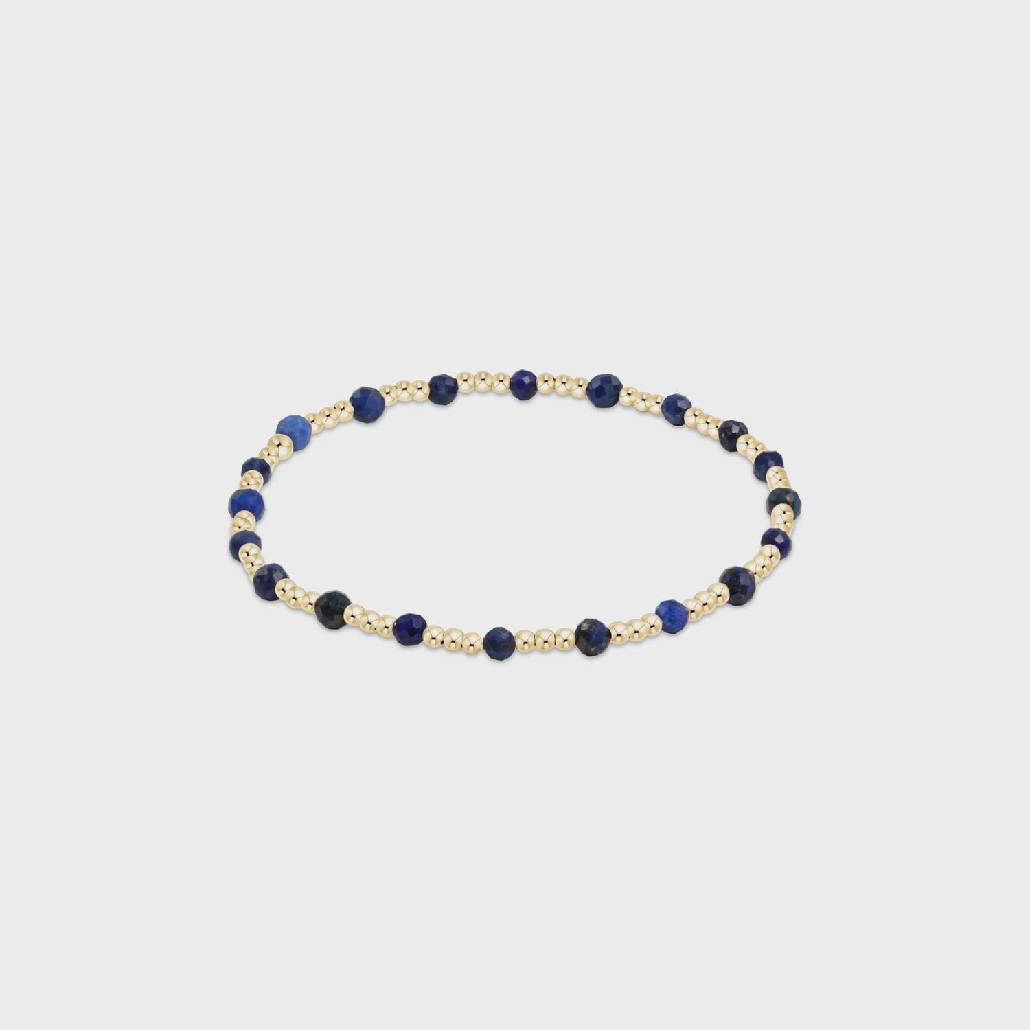 Gemstone Gold Sincerity 3mm Bead Bracelet-Lapis