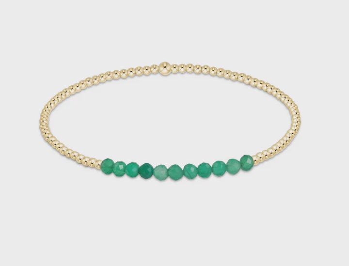 Gold Bliss 2mm Bead Bracelet-Green Onyx