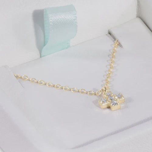 14kt Gold/Diamond Signature Cross Necklace