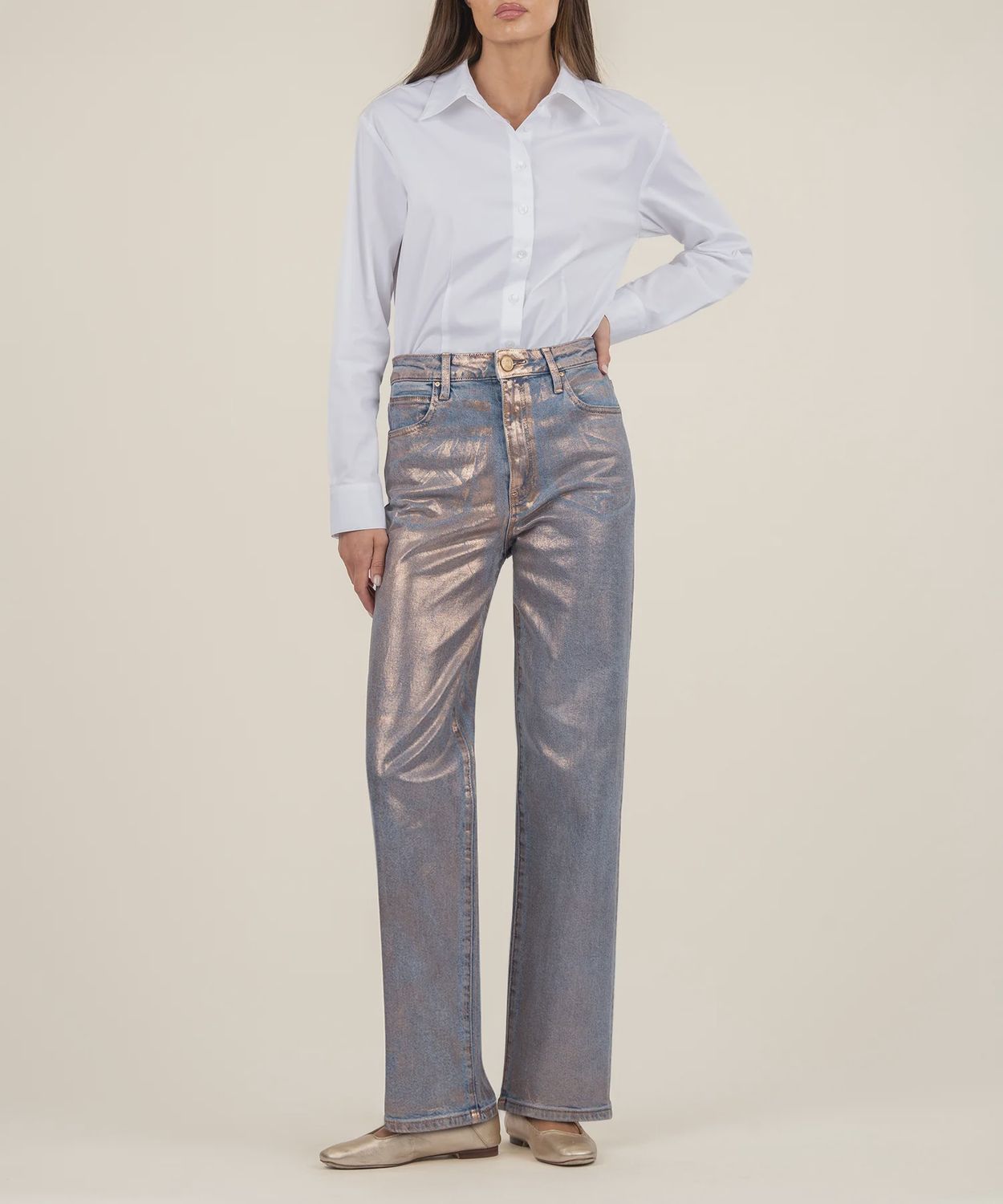 Sienna HR Wide Leg-Metallic Rose Gold