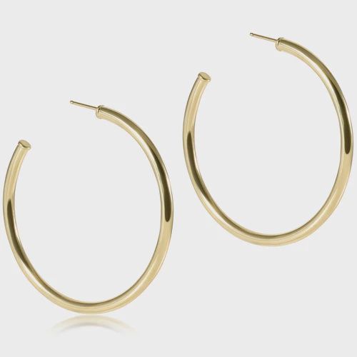 Round Gold 2&quot; Post Hoops 3mm Smooth