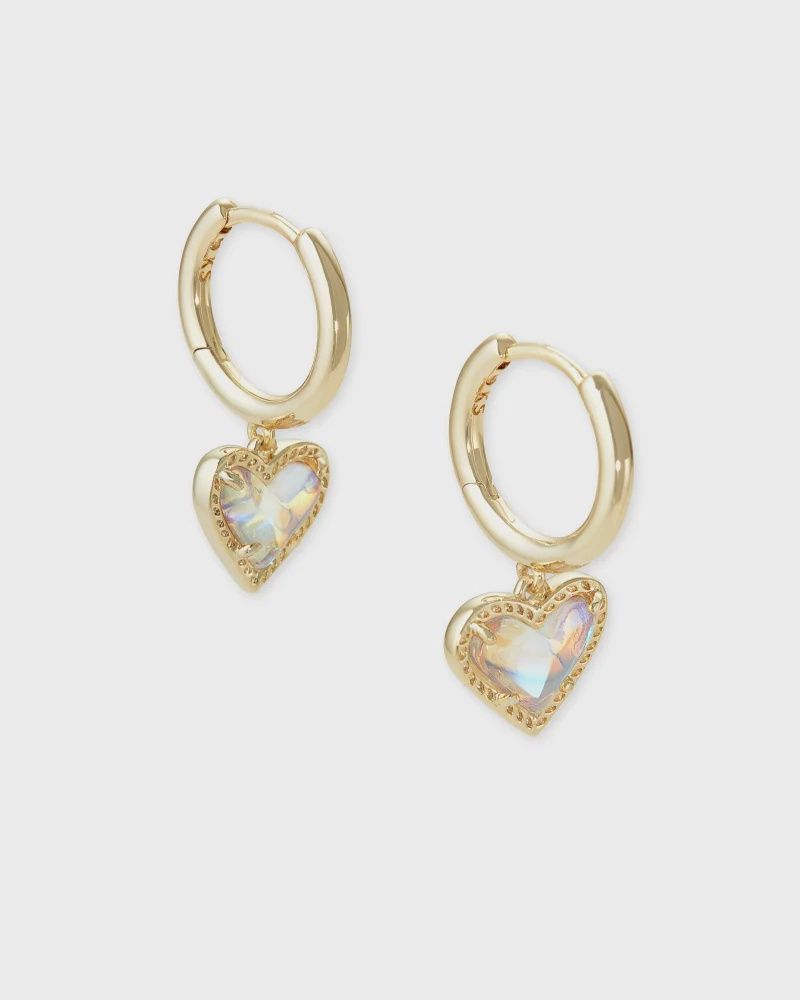 Ari Heart Huggie E/R Gold Dichroic Glass