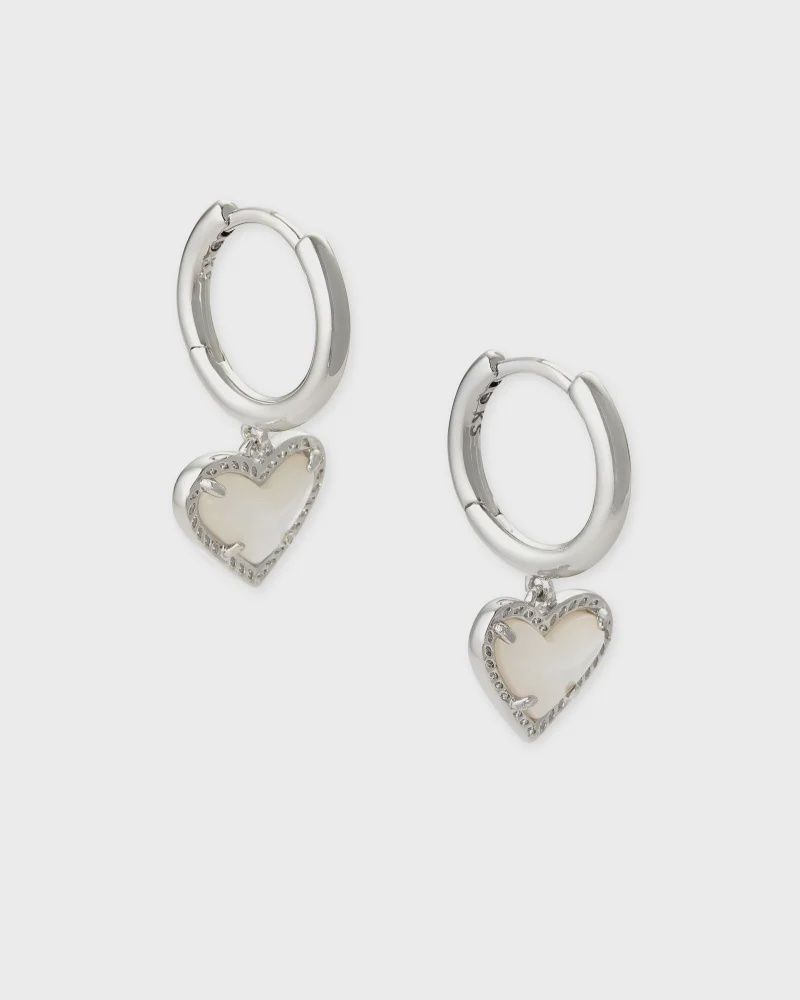 Air Heart Huggie E/R Rhodium Ivory MOP