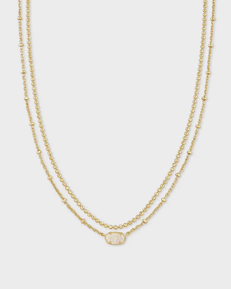 Emilie Multi Strand Necklace Gold Iridescent Drusy