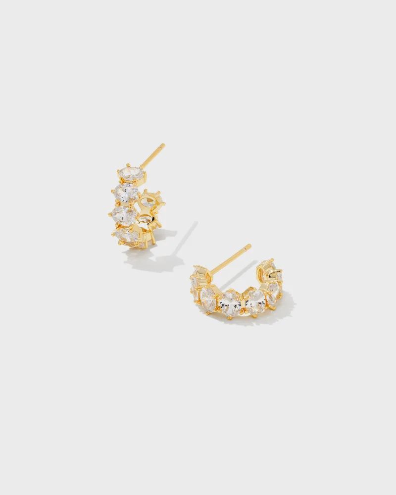 Cailin Crystal Huggie E/R Gold w/White CZ