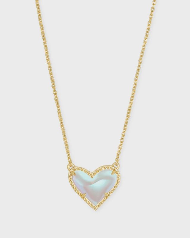 Ari Heart Short Pendant Gold Dichroic