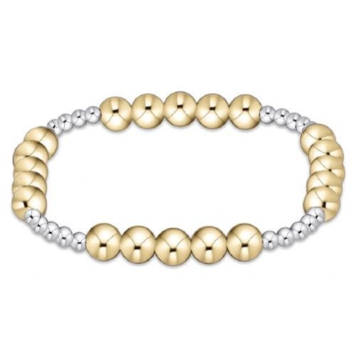 Classic Blissful 3mm Bead Bracelet- 6mm Mixed Metal