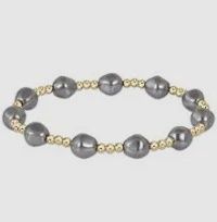 Admire Gold 3mm Bead Bracelet-Dark Grey Pearl